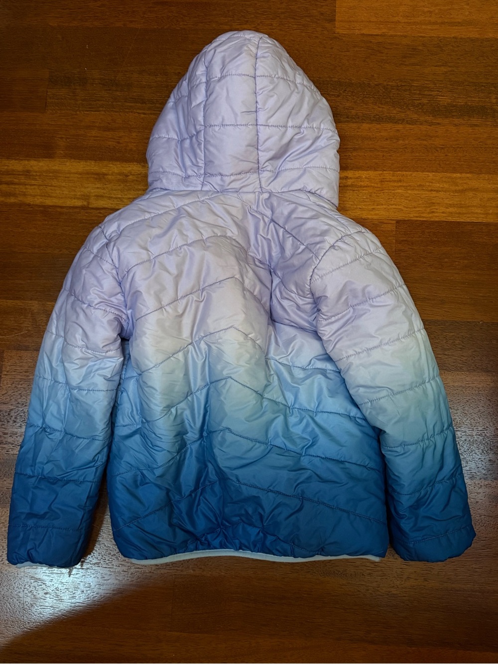 Eddie Bauer Ombre Hooded Puffer Jacket in Blue & Purple Like New Size 10-12